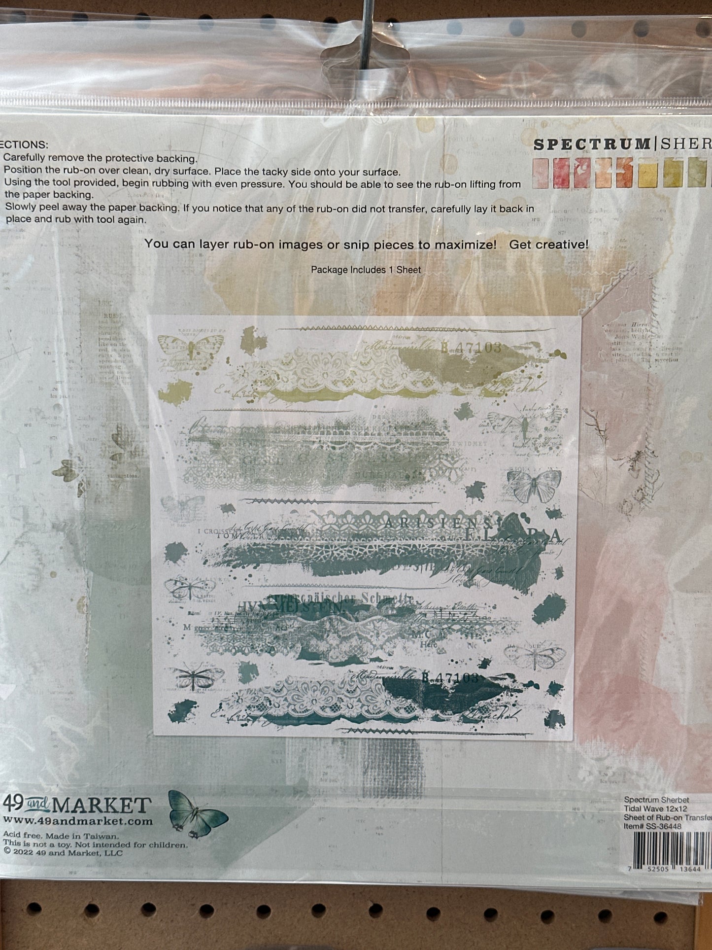 12 x 12 Rub-On Transfer Sheet